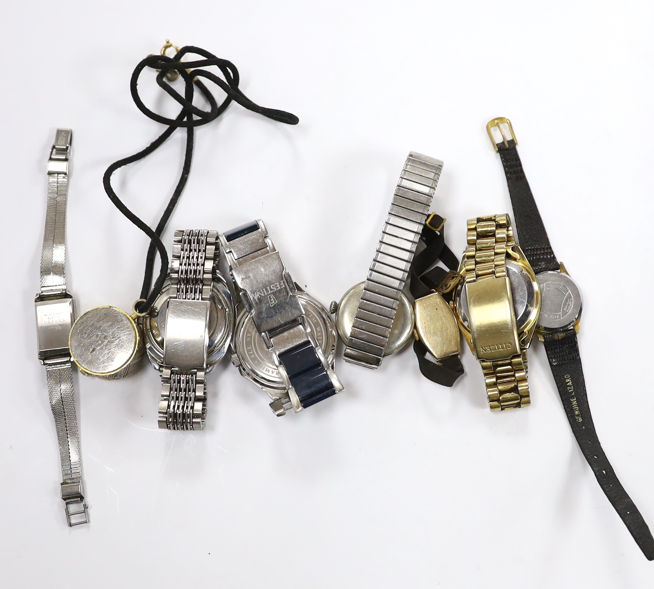 Sundry mainly modern wrist watches, including Sekonda, Citizen and Festina and an earlier West End Watch co.
